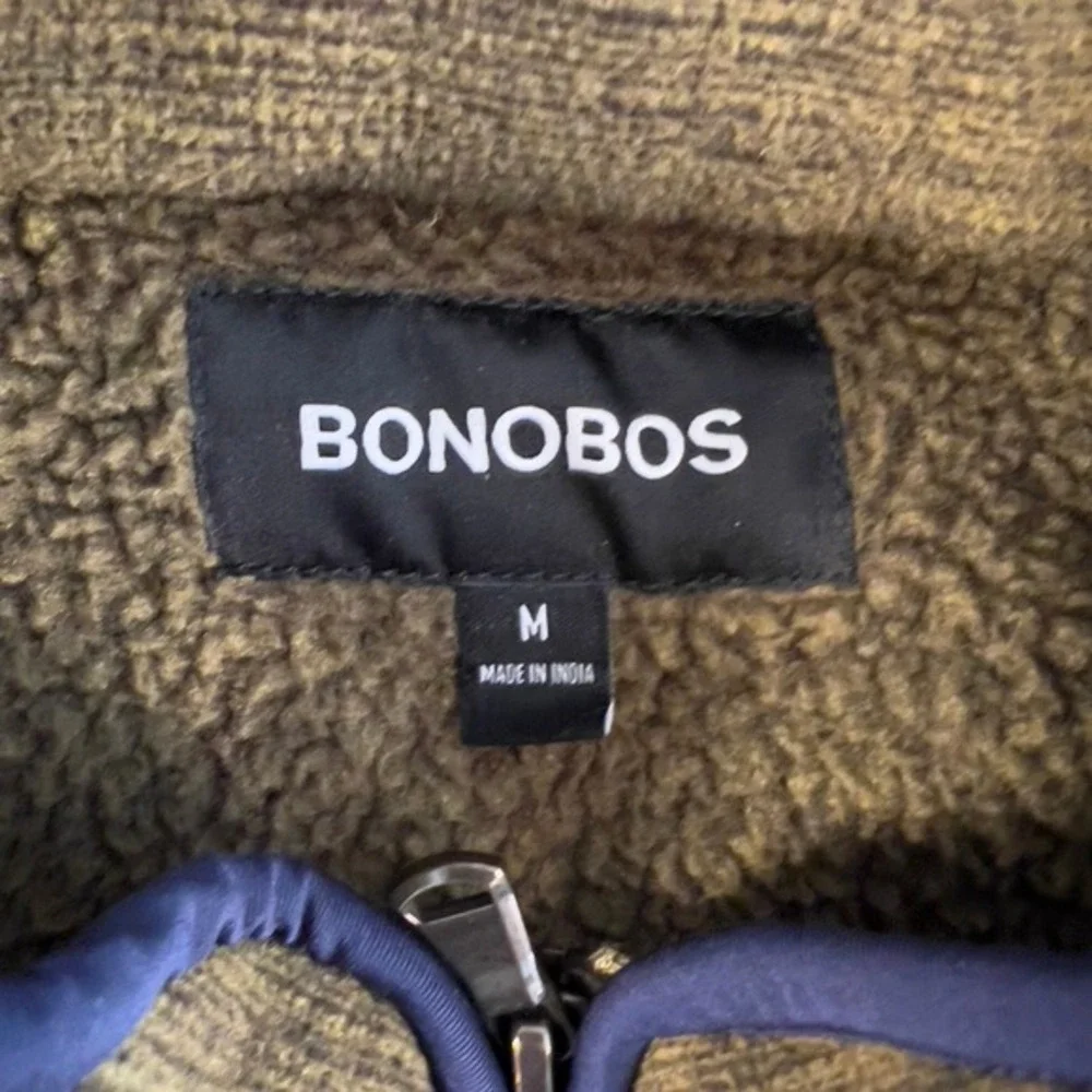 Bonobos‎ Mens Pullover 1/4 Zip Fleece Sweater Olive Green Gorilla Logo Size M